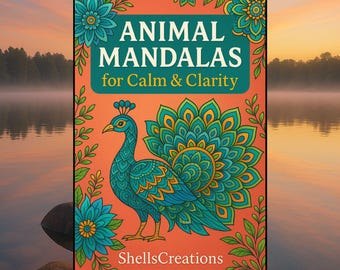落ち着きと明晰さのための動物マンダラ塗り絵 | 大人のためのストレス解消塗り絵 | マインドフルネス | 精巧な動物デザイン PDF
