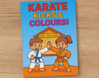 空手キッズ 16 ページ塗り絵 | 6～12 歳向けの印刷可能なアクティビティ、A4 デジタル ダウンロード。