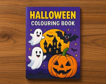 子供と大人向けのハロウィーン塗り絵、27 ページの不気味なページ、A4 印刷可能、白黒、PDF、即時デジタルダウンロード。