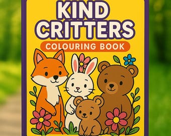 子供向けの Kind Critters ぬり絵ブック – かわいい動物の印刷可能なページ、A4 PDF、幼児と未就学児向けの楽しいアクティビティ。