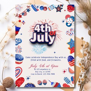 4th july editable invitation template|4th july bbq invitation|Editable invitation card