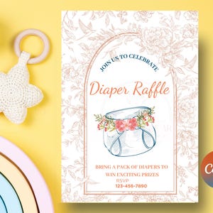 Diaper Raffle Ticket Template: Gender Neutral Baby Shower Game (Digital Download)