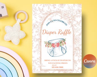 Diaper Raffle Ticket Template: Gender Neutral Baby Shower Game (Digital Download)