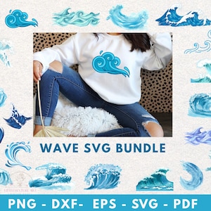 Ocean Waves Silhouette Collection |Vector Pngs for Shirts|Water svg bundle