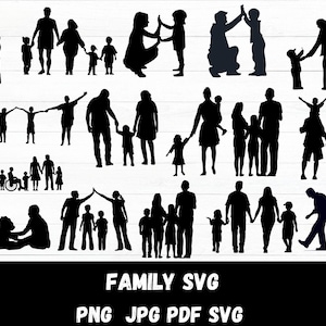 Family SVG Bundle, Family PNG Bundle, Family Clipart, Family SVG Cut Files for Cricut, Father & Children svg, Family Silhouette, Father svg