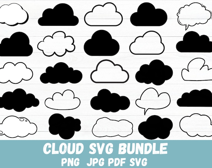 Cloud Svg Bundle, Clouds Svg, Clouds Clipart, Sky Svg, Cloud Svg Files ...