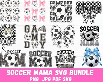 Retro Soccer Mama Svg Bundle , Soccer Mom Png, Soccer Coquette Png, Game Day Sports Shirt Design, Soccer Bow Png, Coquette Bow Png Bundle