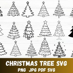 Bundle Svg de sapin de Noël, Svg Noël, arbre de Noël Svg, Clipart Noël, arbre de Noël Png, Noël numérique, Cricut, Silhouette