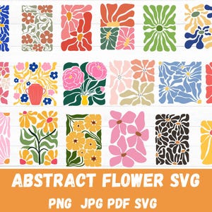 Abstract flower svg and png bundle, danish flower svg, retro flower svg, boho flower svg, floral png, boho floral png svg, groovy flower svg