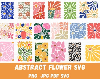 Abstrakcyjny kwiat svg i png pakiet, duński kwiat svg, retro kwiat svg, boho kwiat svg, kwiatowy png, boho kwiatowy png svg, groovy kwiat svg