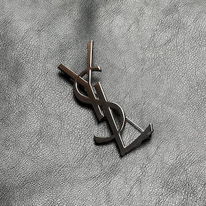 Vintage Excellent Rare Brooch Silver Tone Yves Saint Laurent Big Logo