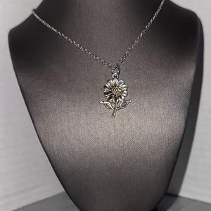 Silber Sonnenblume Anhänger Halskette: Boho Floral Schmuck Geschenk