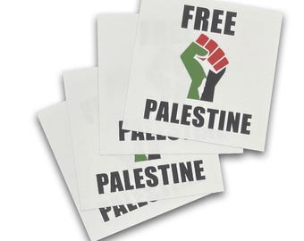 Free Palestine Sticker (White) – Human Rights & Peace Vinyl Sticker | Political Protest Stickers | Laptop, Water Bottle, Activism Decal