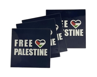 Free Palestine Sticker (Black) – Human Rights & Peace Vinyl Sticker | Political Protest Stickers | Laptop, Water Bottle, Activism Decal