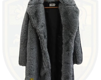 Men’s Mink Faux Fur Coat, Long Winter Trench, Plus Size Customizable