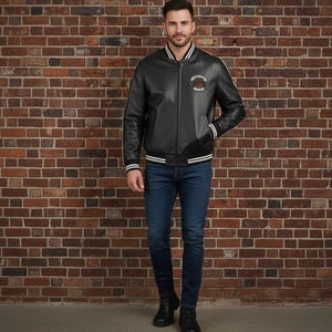 Blouson universitaire en cuir personnalisé | Blouson aviateur personnalisé | Hommes et femmes du XXS au 5XL |