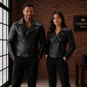 Genuine Black Python Snakeskin Biker Jacket | Handmade Exotic Leather Motorcycle Coat |