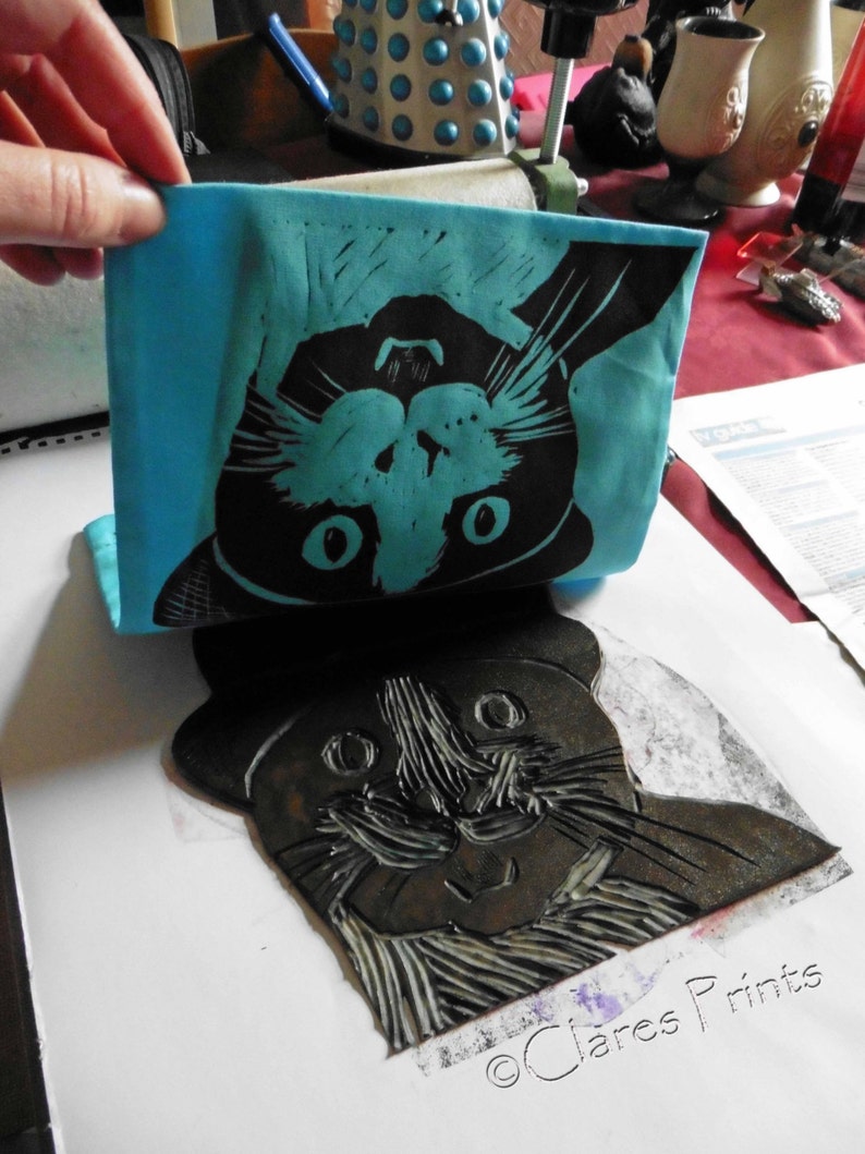 Steampunk Cat Bag Hand Printed Mini Tote Shopping Bag Children
