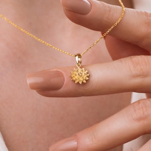 Dainty November Birthflower Pendant, Tiny Flower Necklace With Citrine  Birthstone, Chrysanthemum  Charm, November Birthday Gift, Her Gift