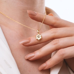 Dainty September Birthflower Pendant, Tiny Flower Necklace With Sapphire Birthstone, Morning Glory  Charm, September Birthday Gift, Her Gift