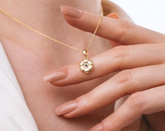 Dainty September Birthflower Pendant, Tiny Flower Necklace With Sapphire Birthstone, Morning Glory  Charm, September Birthday Gift, Her Gift
