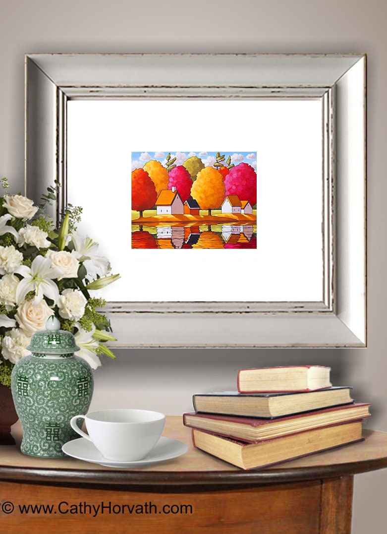 Fall Trees Water 5x7 Print Autumn River Reflections Scenic - Etsy España