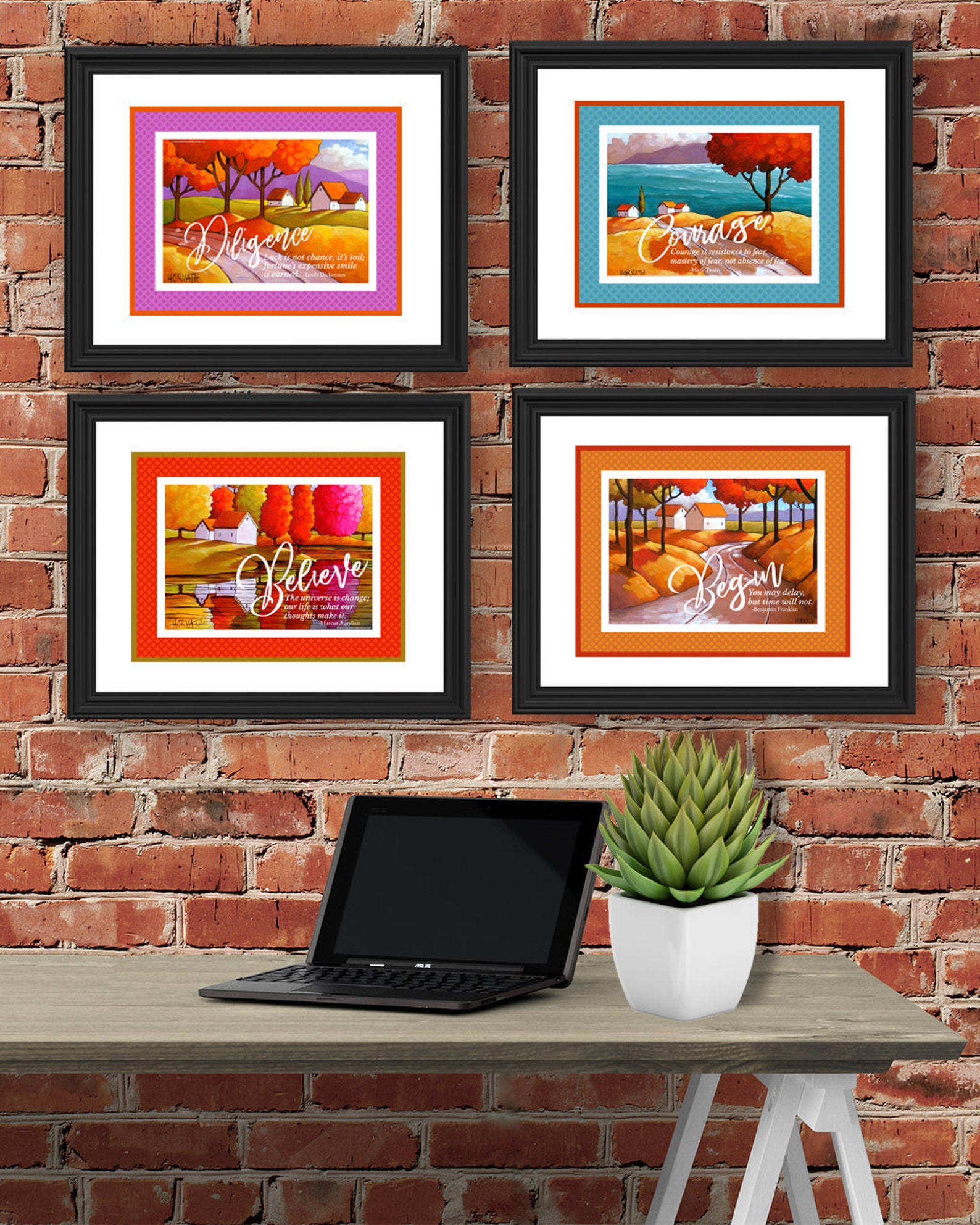 Printable wall art inspirational quotes 4 set art prints home | Etsy