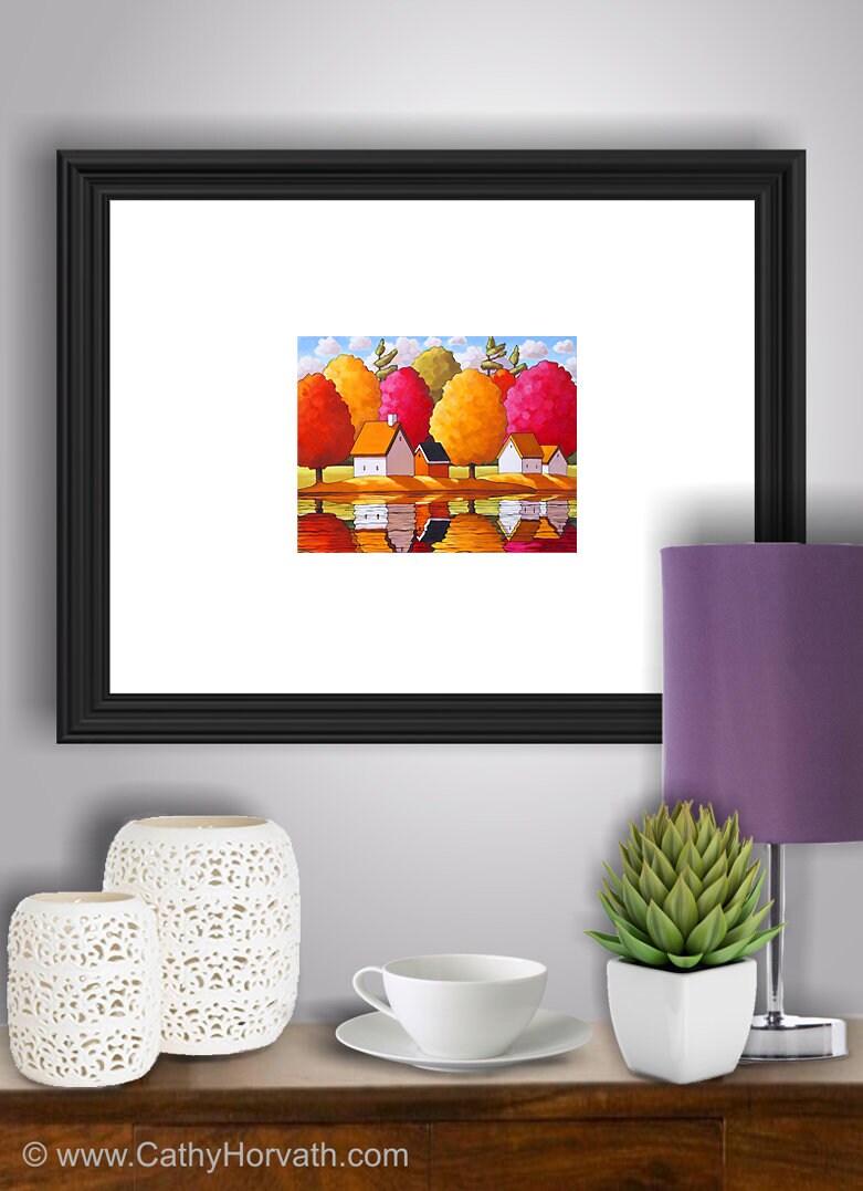 Fall Trees Water 5x7 Print Autumn River Reflections Scenic - Etsy España