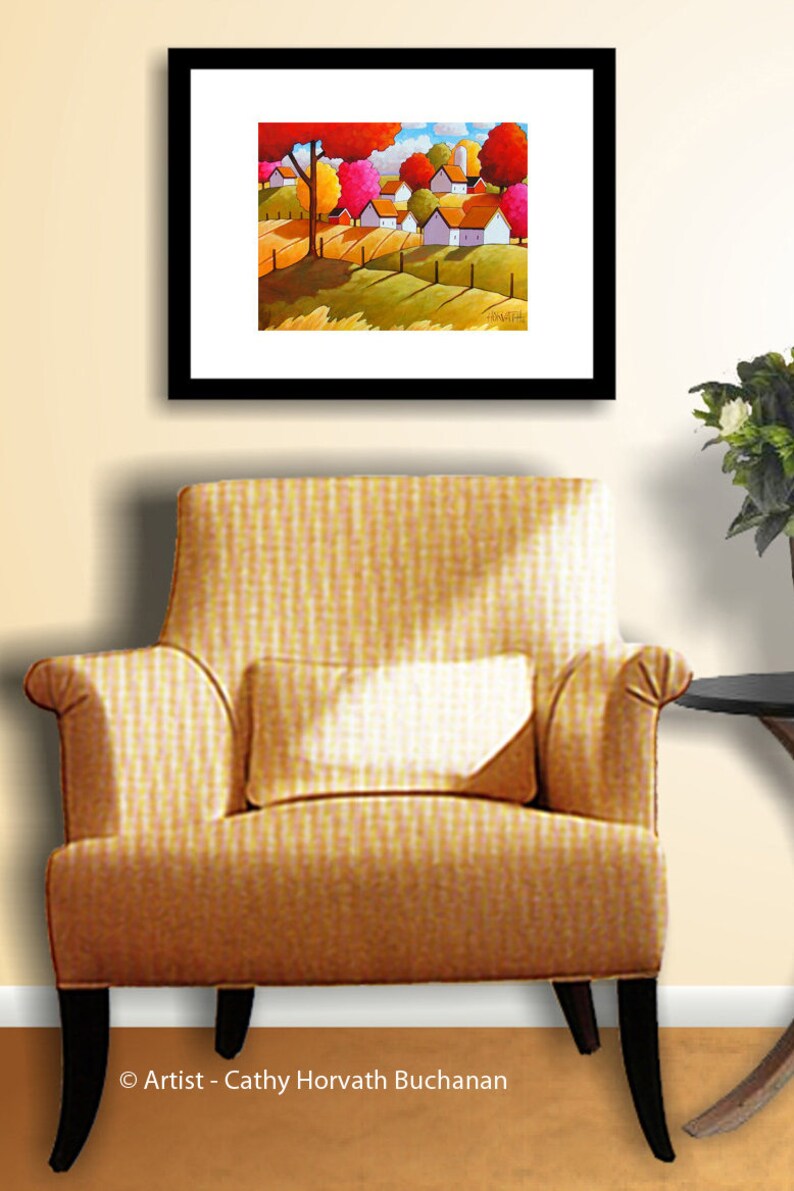 Farm Country 8x11 Print Fall Field Cottages Wall Art Gift Etsy