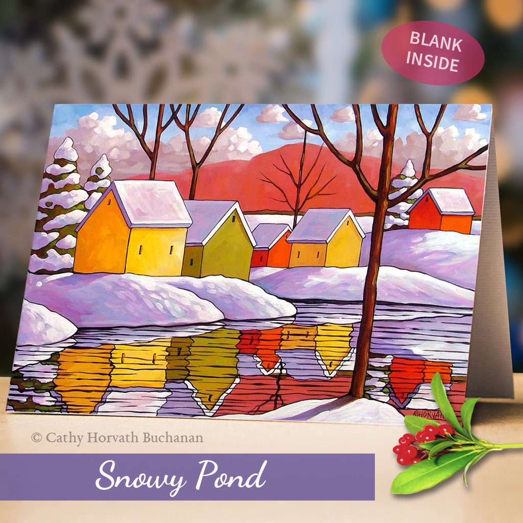Snow Christmas Art Cards 4 Pack 5x7 Snowy Scenes Set of 4 | Etsy