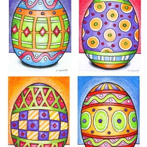 Easter Egg Mini Art Prints, Set of 4 Seasonal Giclee Archival Artwork, Festive Spring Art Decor Collection, Wall Art by Cathy Horvath image 4