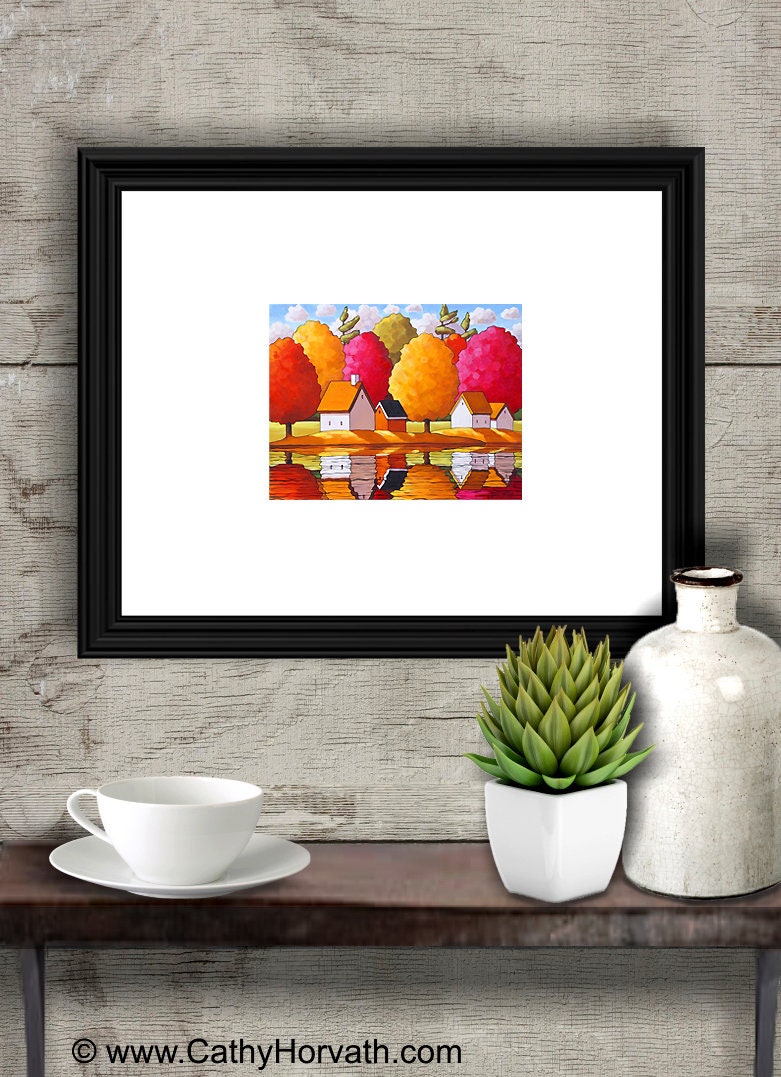 Fall Trees Water 5x7 Print Autumn River Reflections Scenic - Etsy España