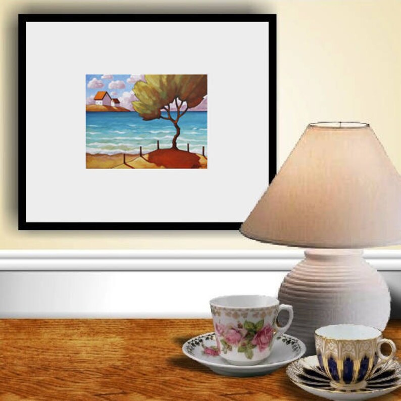 Set of 4 Coastal Seaside Artwork Summer Ocean Cottages Etsy
