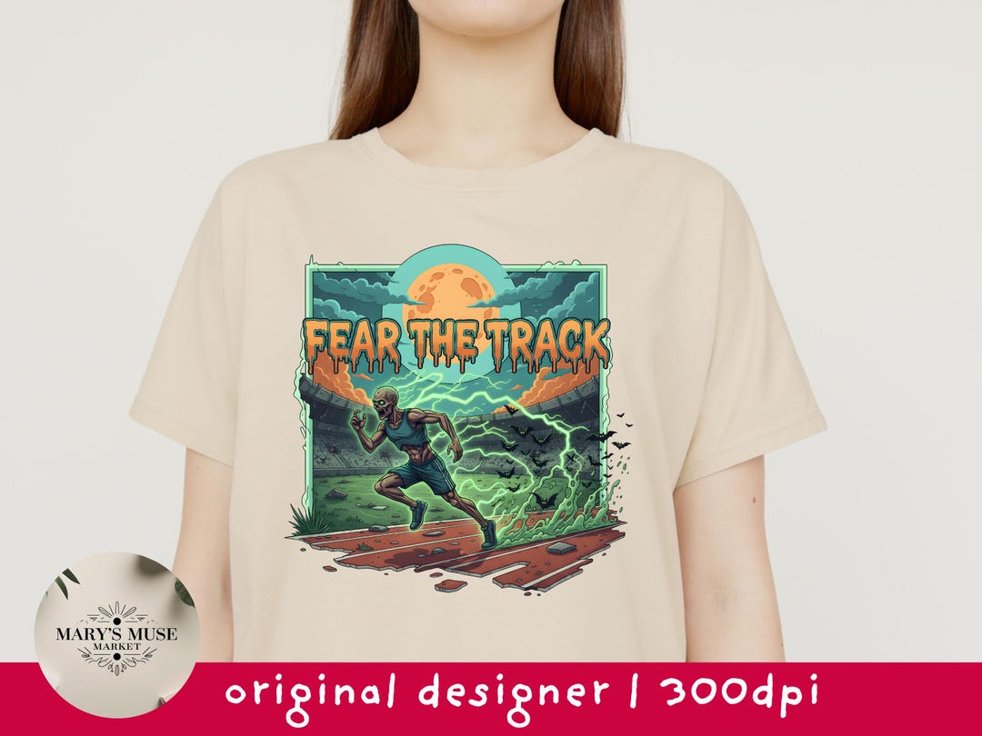 Fear the Track Zombie Runner Design: Spooky Halloween Sports (PNG, SVG ...