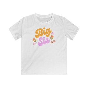 Big sister T-shirt gift for siblings sibling family for the birth of a little brother baby cute sweet retro 70s style