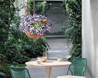 Cesta suspensa de primavera com flores artificiais – Flores artificiais vibrantes para decoração de varanda, pátio e jardim