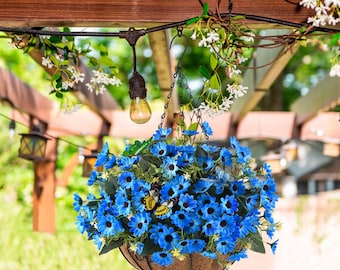 Faux Daisy Hanging Basket: Silk Flowers in Coconut Liner Pot