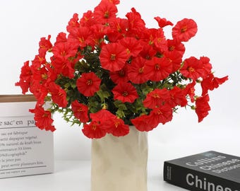 Artificial Morning Glory Basket: Faux Hanging Flower Decor