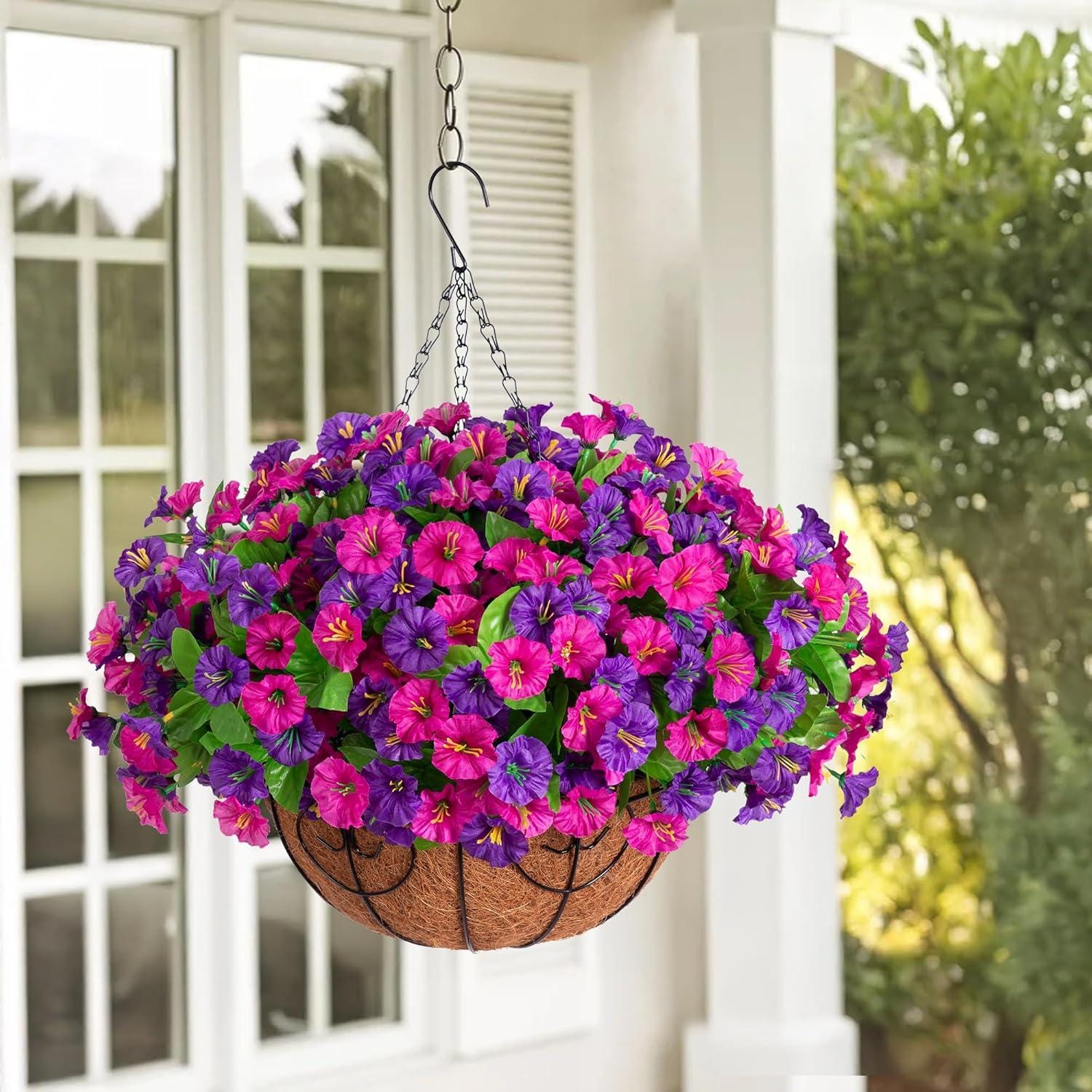 2 stuks viooltjes kunstplanten kunstbloemen hangend voor buiten 76cm