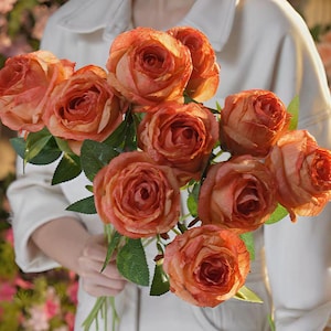 Dried Look Pink Silk Rose Stem: Vintage Blush Floral Decor