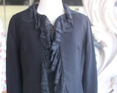 Vintage 1970s Little Black Dress with Lacy Lacey Jacket 34 Bust