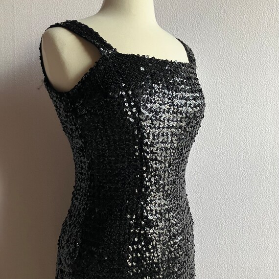 Vintage 1960s Sequined Sleeveless Little Black Dr… - image 4