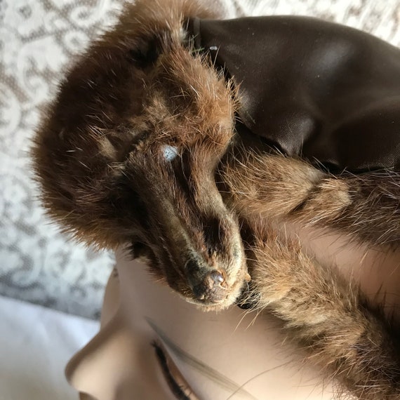 Vintage Mink & Satin Hat Full Critter - image 5