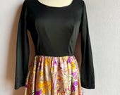 Vintage 1970s Mod Print Hippie Boho Maxi Dress