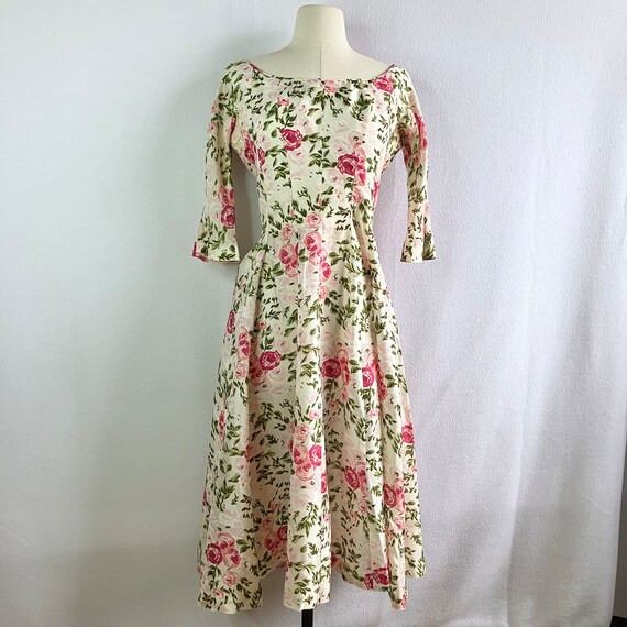 Vintage 1950s Suzy Perette Fit & Flare Floral Sil… - image 2