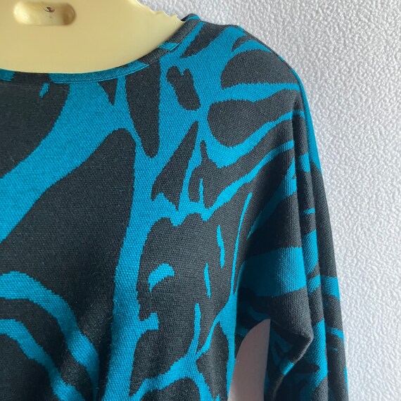 Vintage 1980s Does 1940s Turquoise & Black Wool P… - image 10