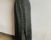 Vintage 1960s Black Brocade Maxi Skirt 27 Waist