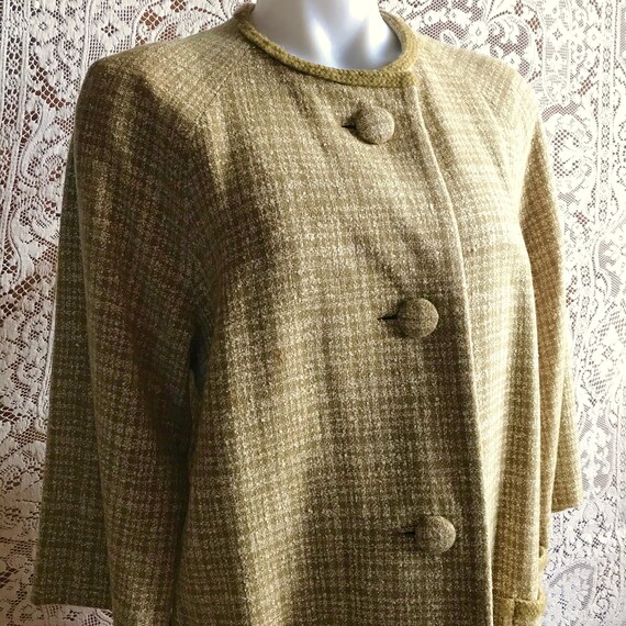 Vintage 1960s Hip Length Woven Plaid Jacket with … - image 3