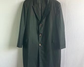 Vintage 1960s De Costa Black & Blue Wool Topcoat