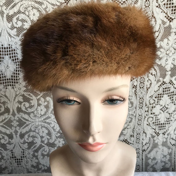 Vintage Mink & Satin Hat Full Critter - image 2